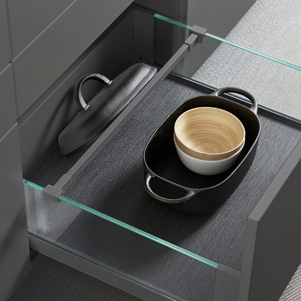 Lådavdelare för lock i låda med glassidor grå Lådavdelare för lock i låda med glassidor grå