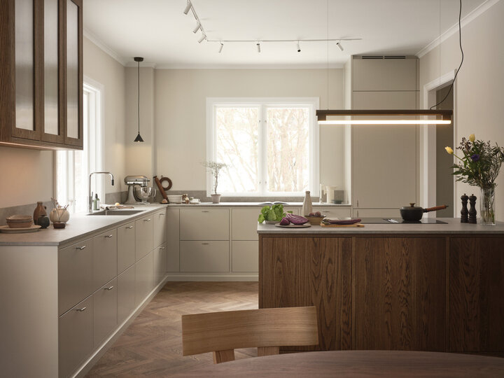 Köksinspiration Bistro ostronbeige och Wood mörkolja