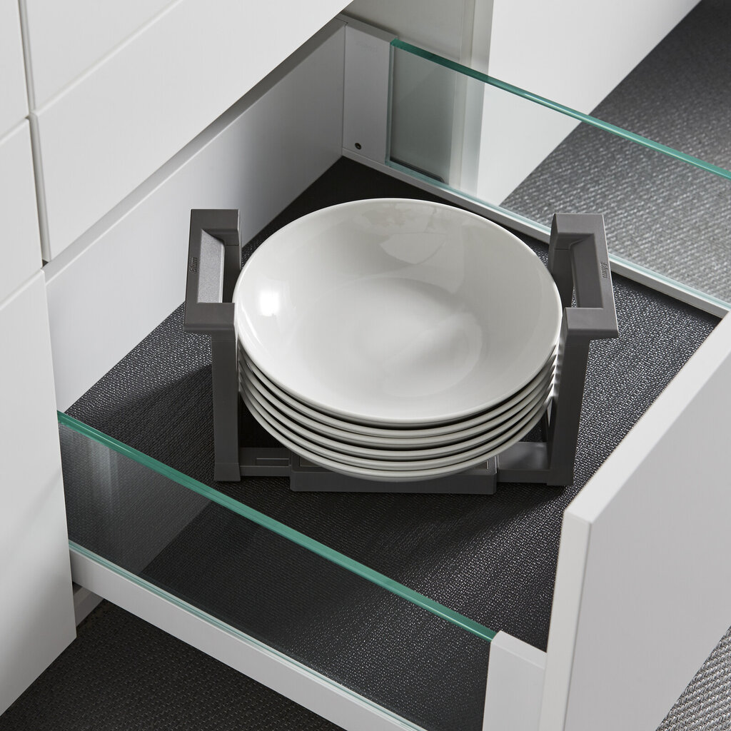 Tallrikshållare i låda vit glas Tallrikshållare i låda vit glas