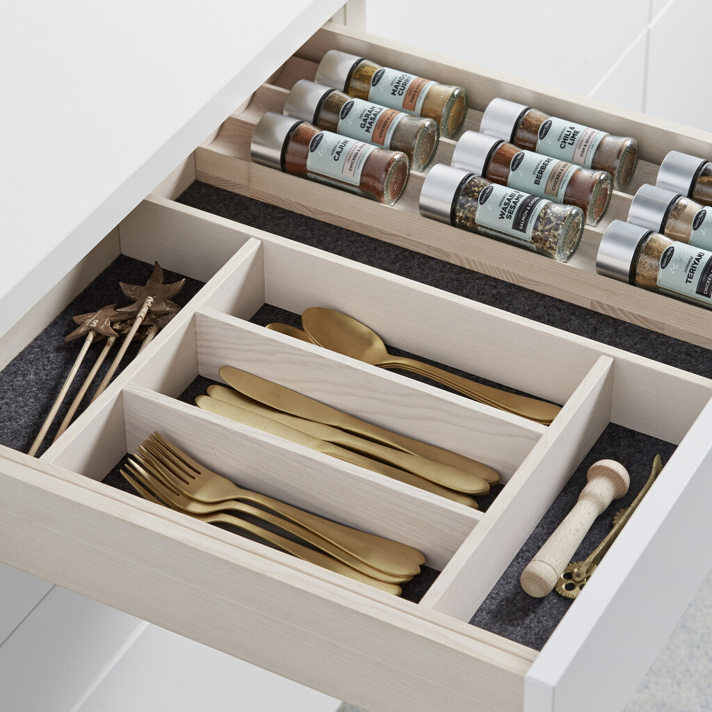 Insatsfack trä, bestick, krydd, trälåda 60