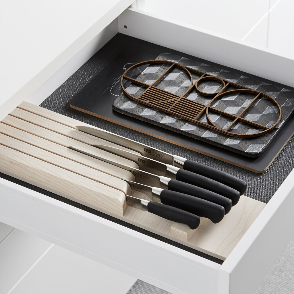 Insatsfack trä, kniv, vit låda 60