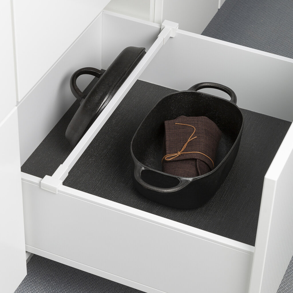 Lådavdelare för lock i låda med plåtsidor vit