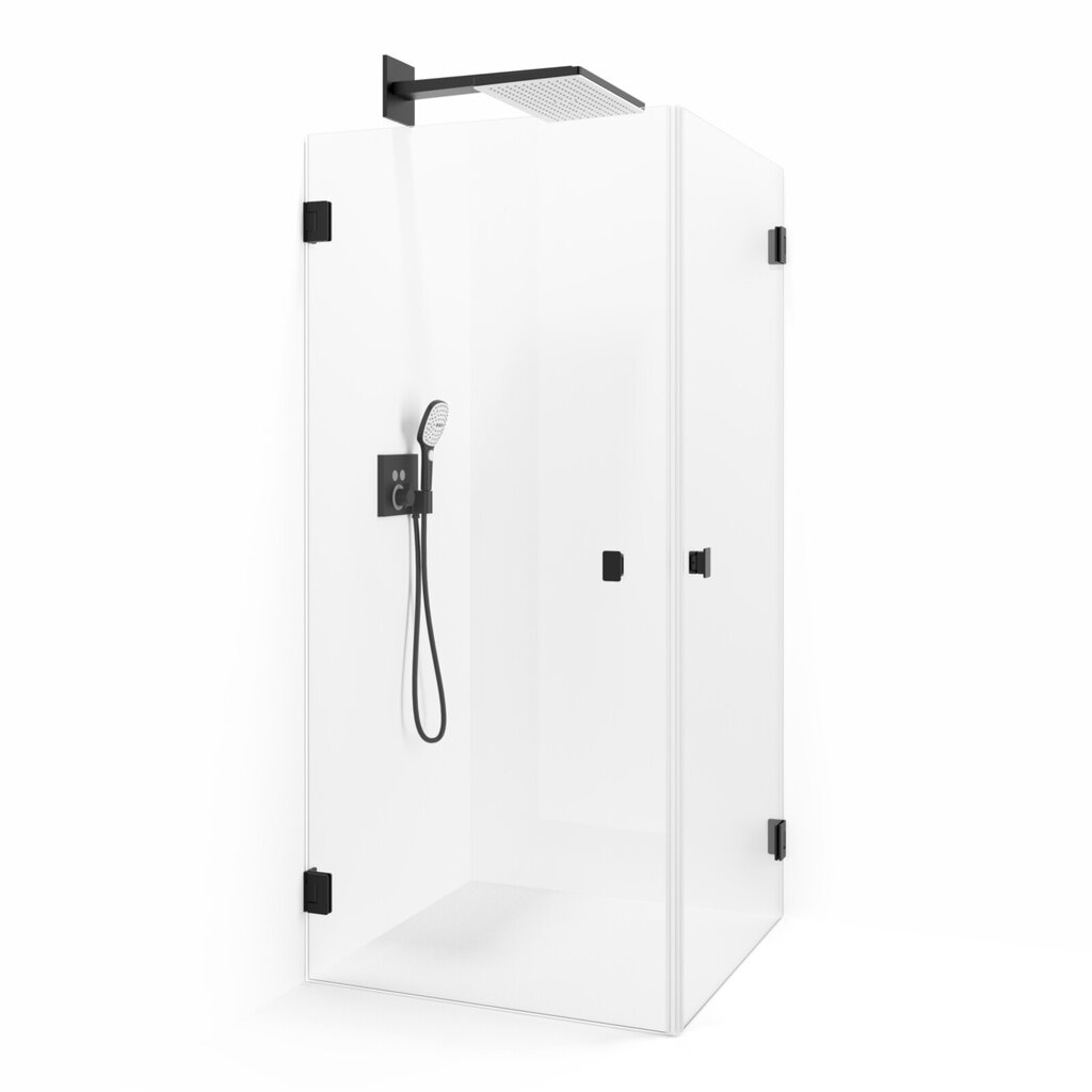 Duschhörna Grace 80x80 rak svart briljantglas