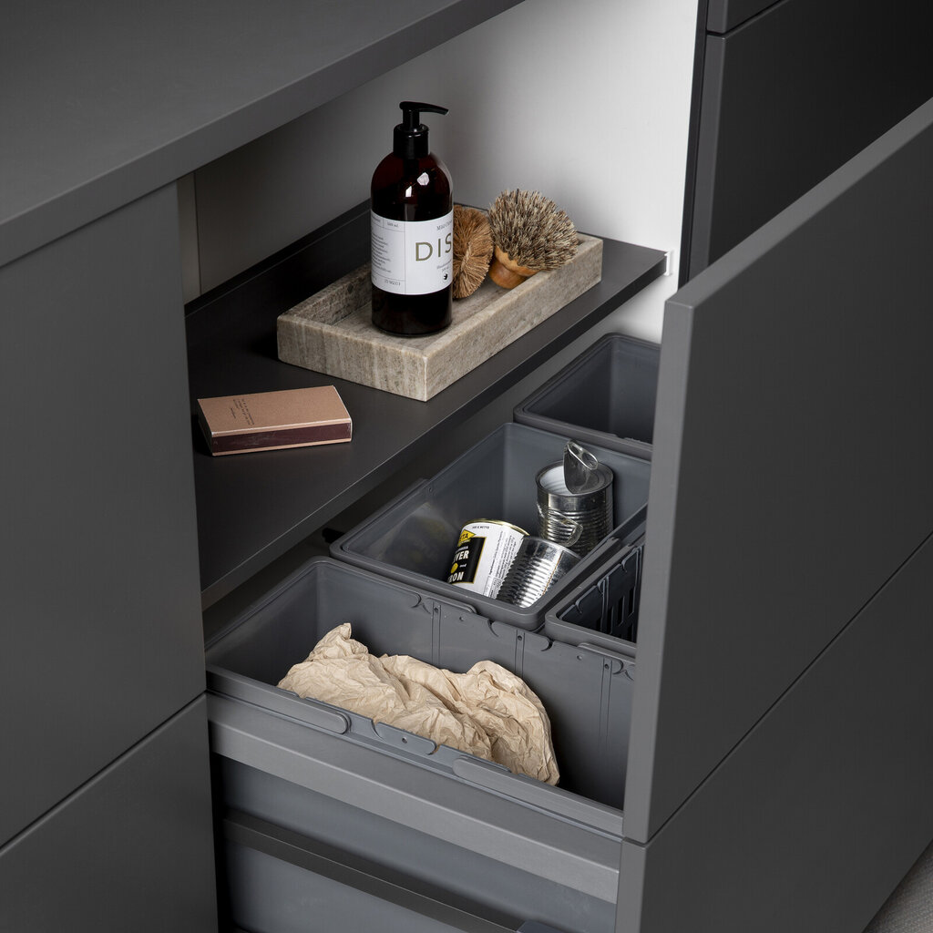 Atira sopskåp 80, låda med sopinrede och hög front