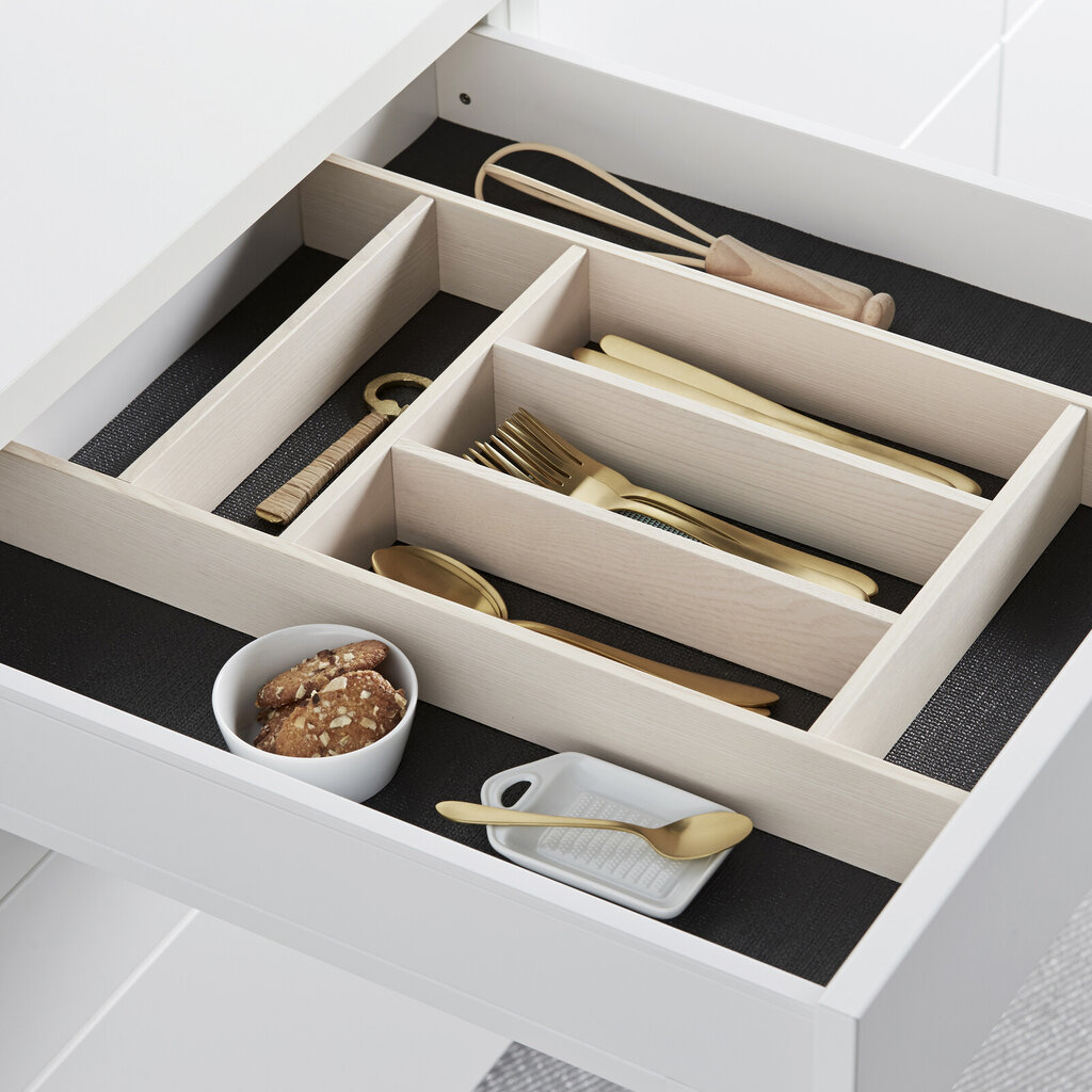 Insatsfack trä, bestick, vit låda 60