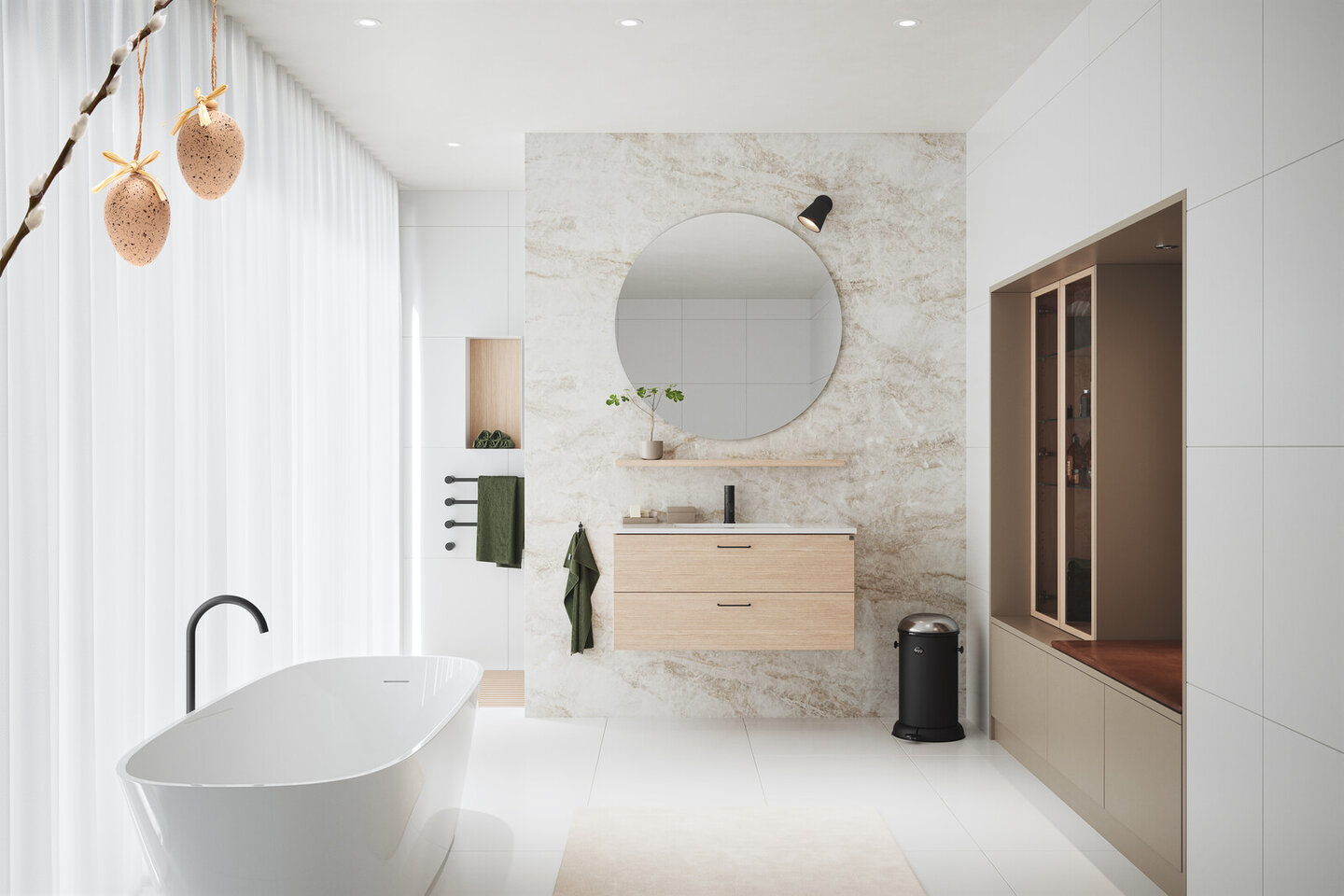 Badrumsinspiration Bright ek vitpigmenterad