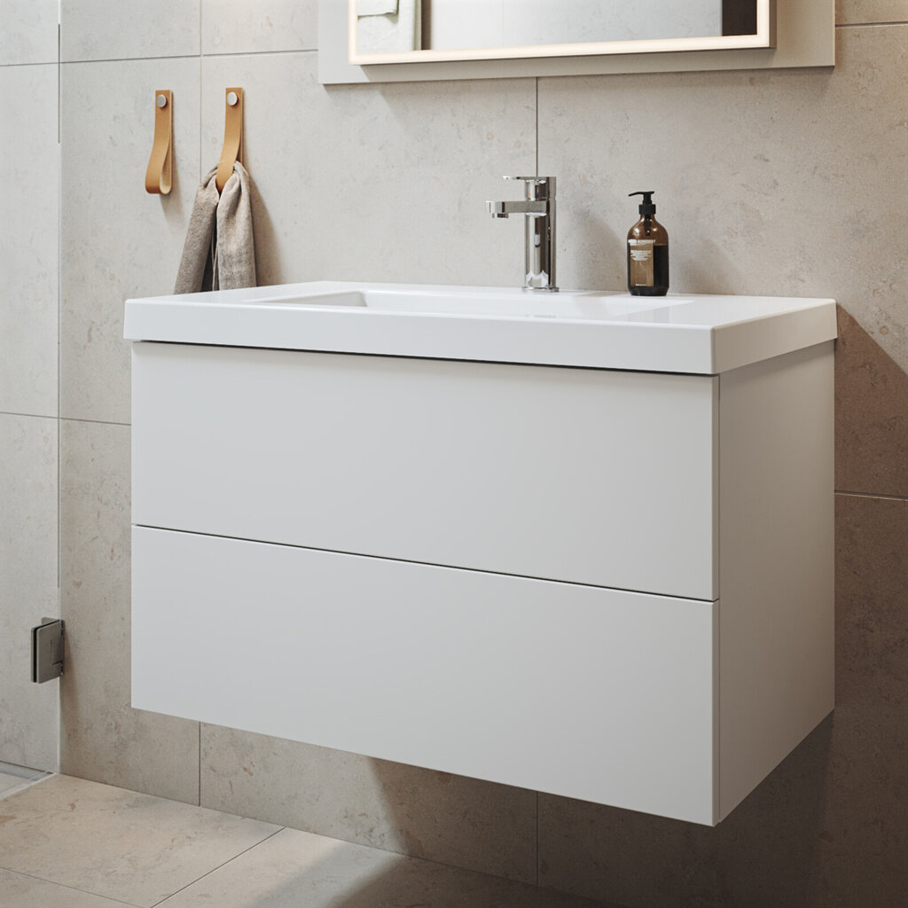 Badrumspaket KC80SE Mono lådor vit 80 miljö