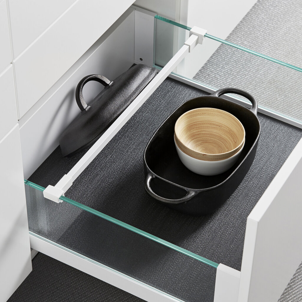 Lådavdelare för lock i låda med glassidor vit