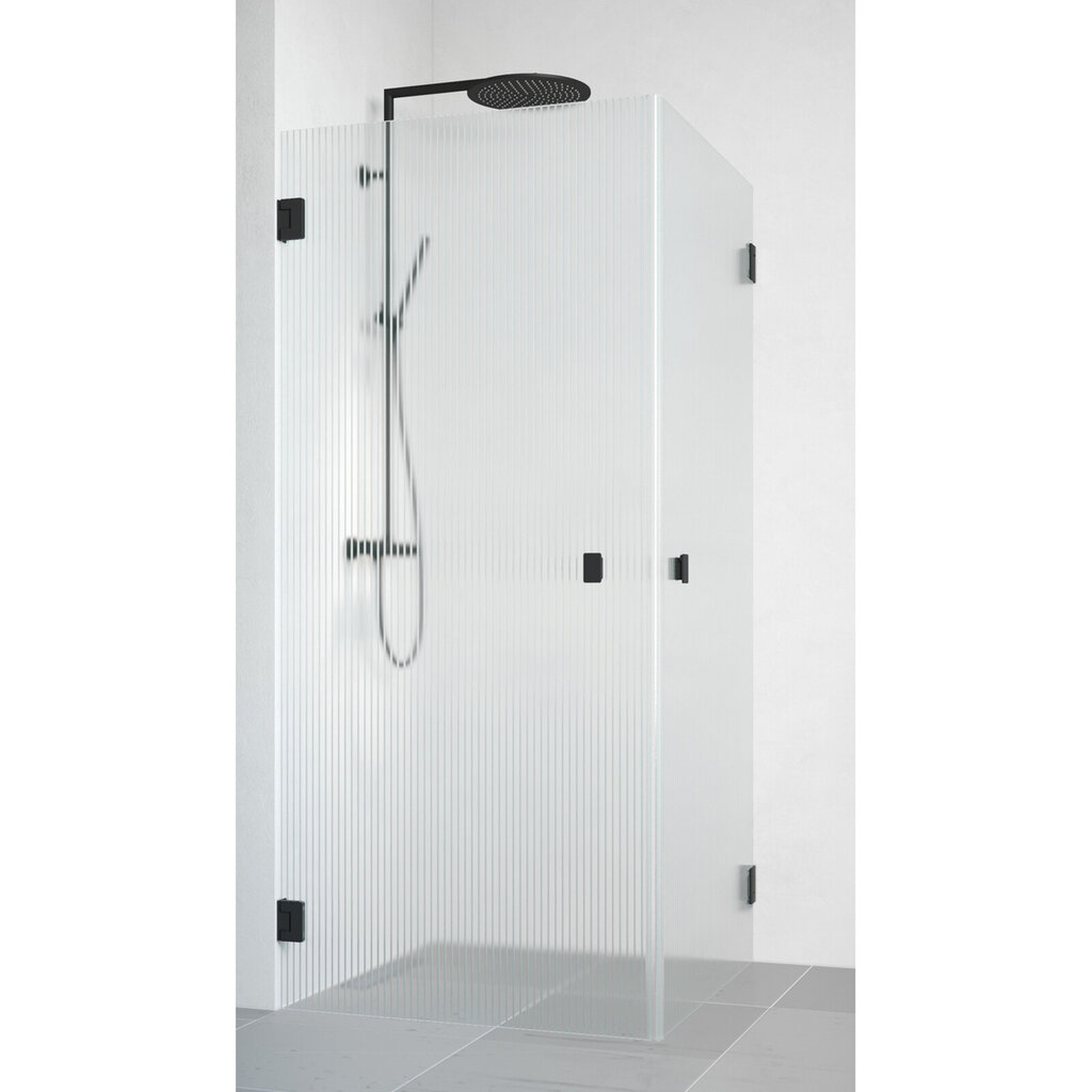 Duschhörna Grace 90x90 rak svart linjeglas