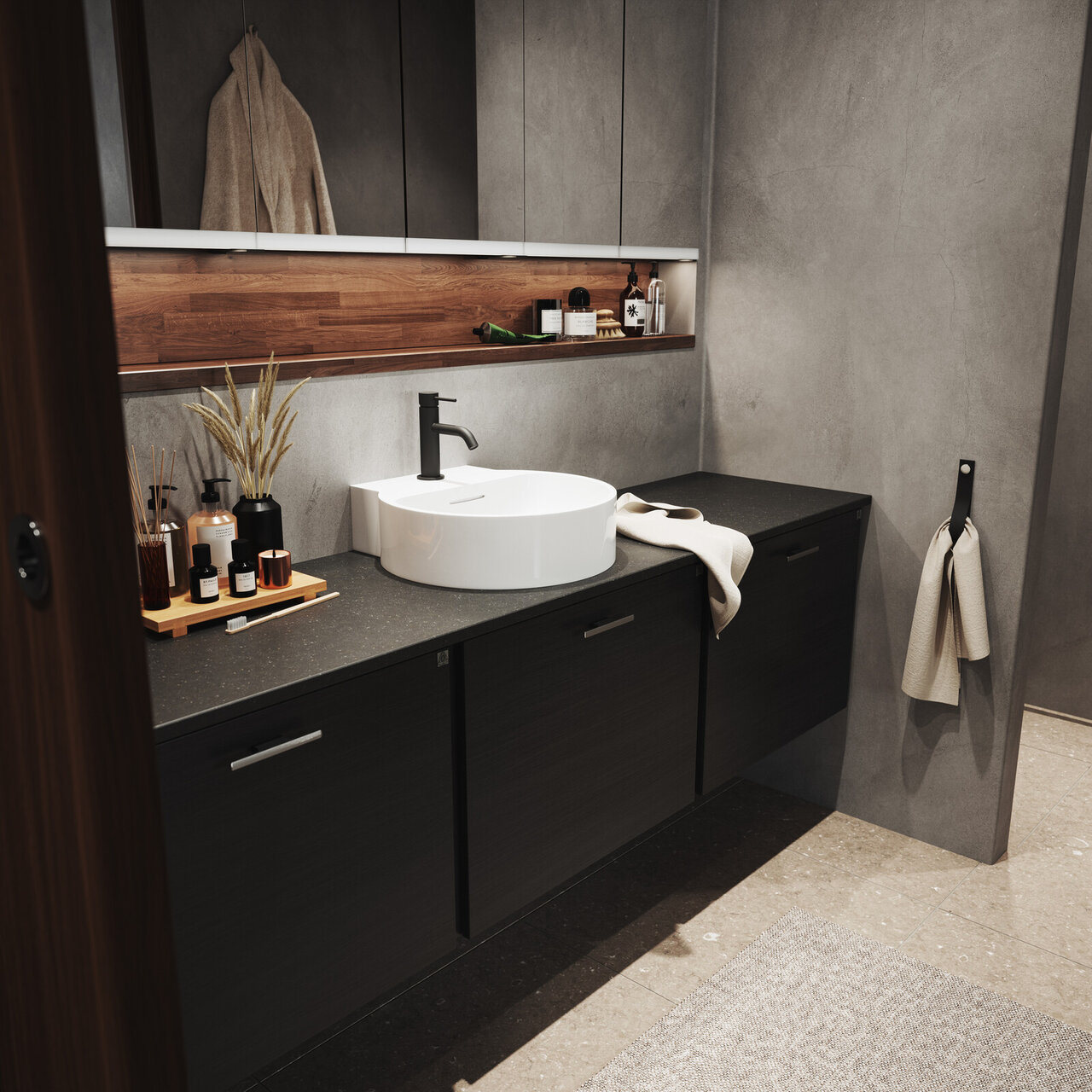 Badrumsinspiration Bright ek svart