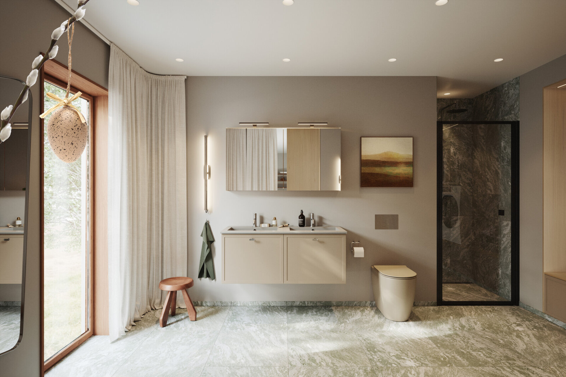 Badrumsinspiration Aroma mörkbeige