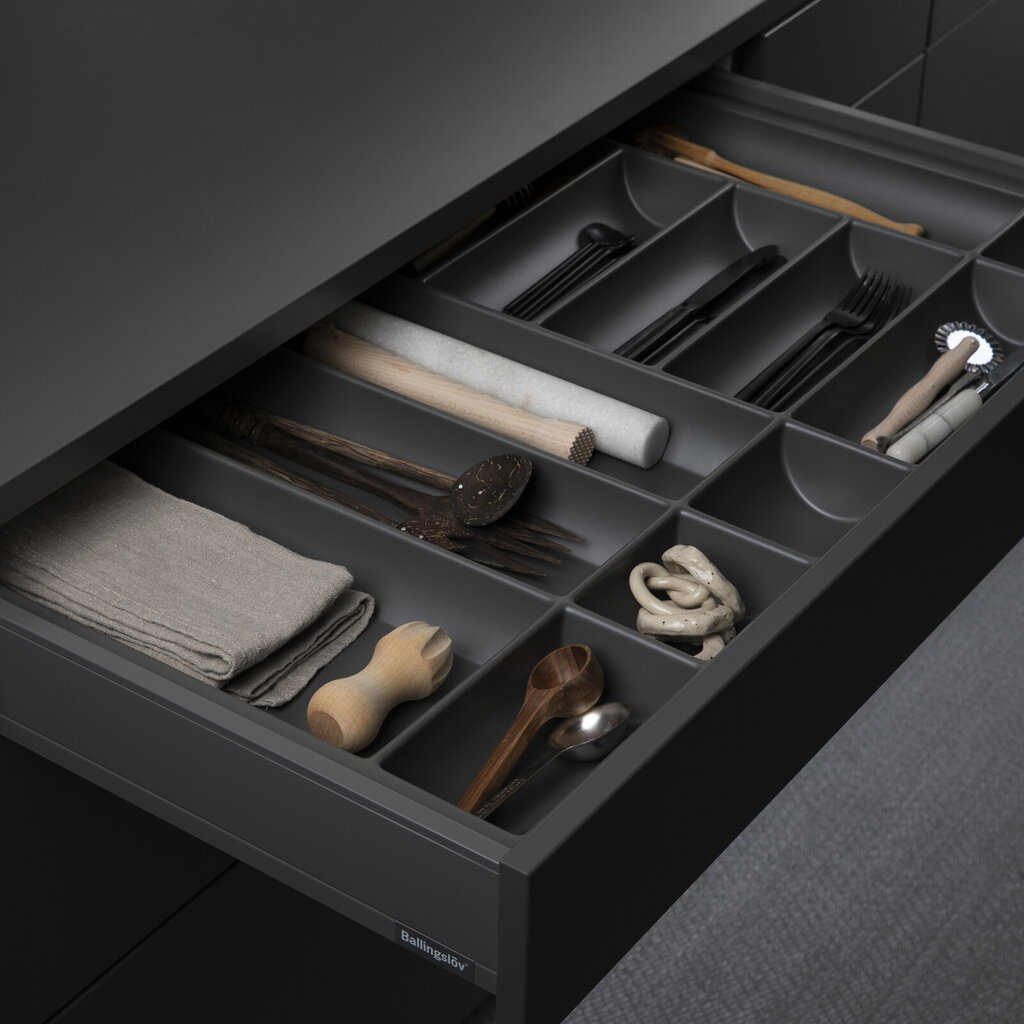 Insatsfack bestick 90, grå plast