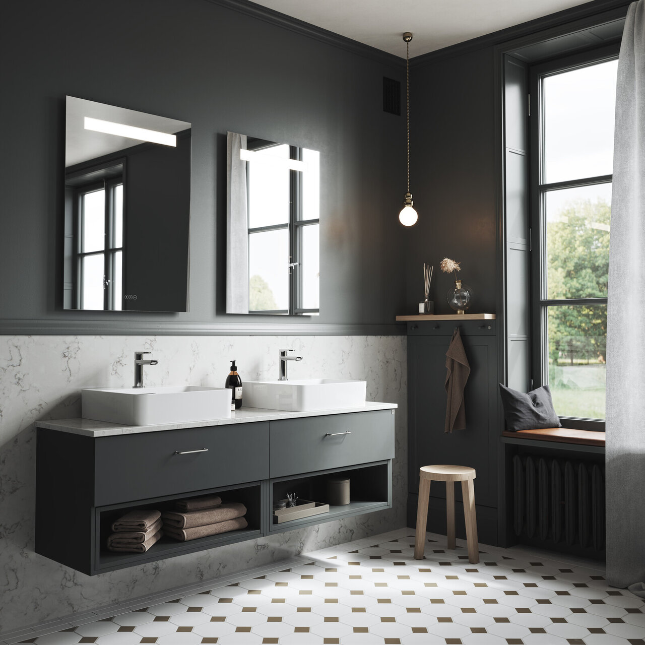 Badrumsinspiration Bright gröngrå