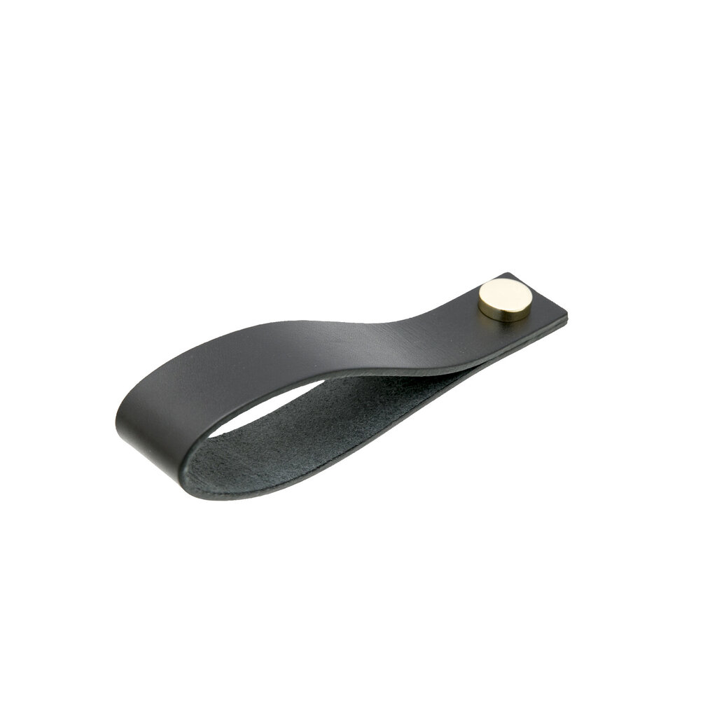 Handdukshållare läder svart mässing