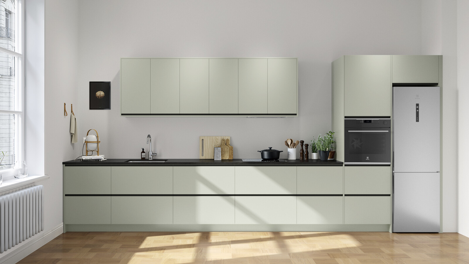 Line ask lindblomsgrön grafitgrå