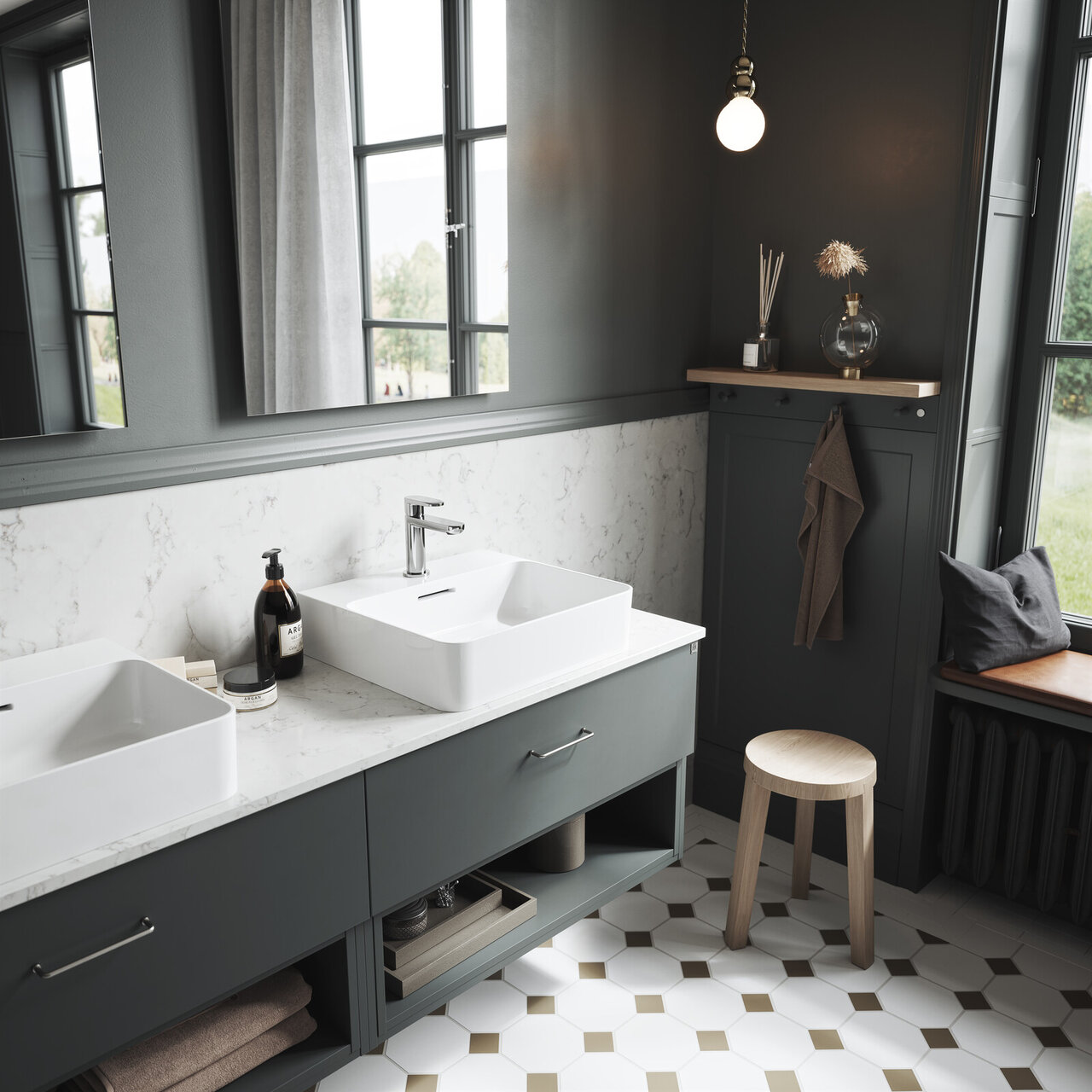 Badrumsinspiration Bright gröngrå