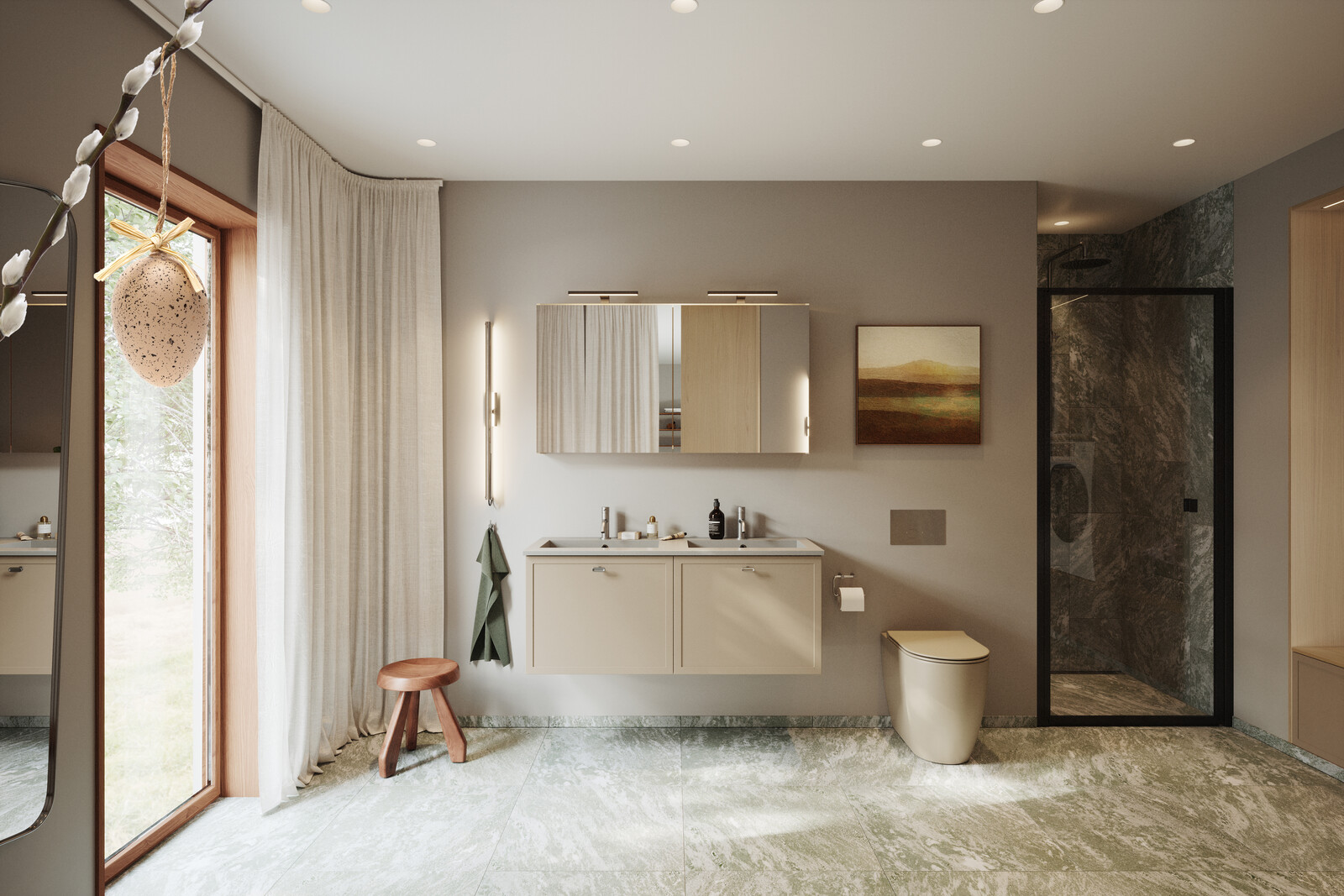 Badrumsinspiration Aroma mörkbeige