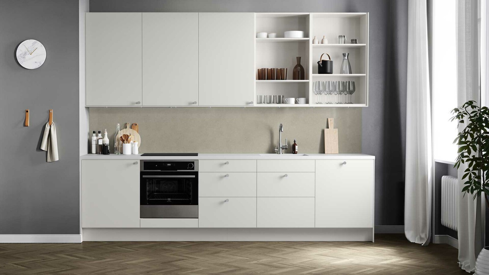 Plan vit rakt kök Plan vit rakt kök